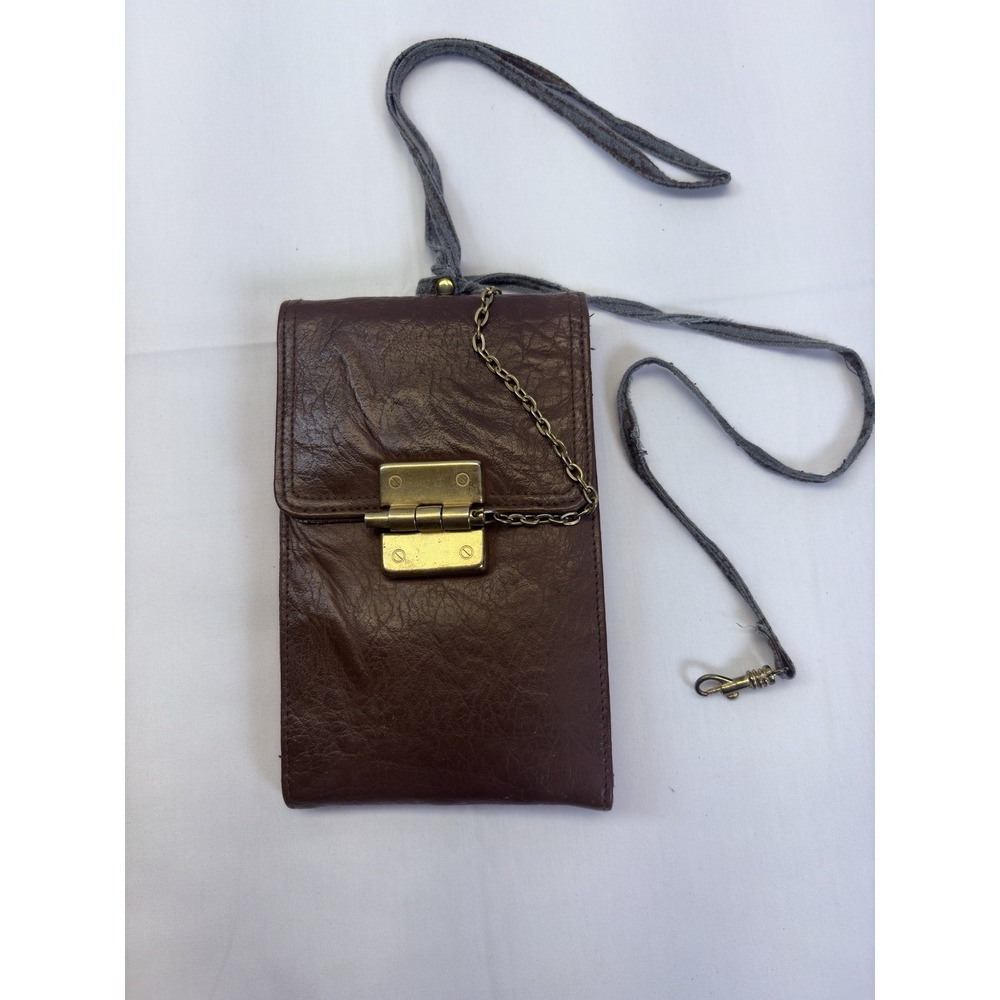Vintage Accessory Works Brn Crossbody Wallet Organizer Brass Lock  Hippie BOHO